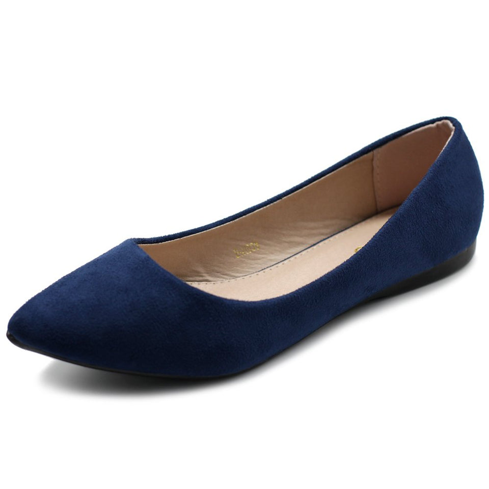 Ollio Women's Ballet Comfort Light Faux Suede Multi Color Shoe Flat