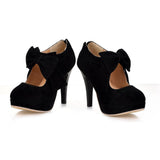 Milesline Fashion Vintage Womens Small Bowtie Platform Pumps Ladies Sexy High.