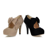 Milesline Fashion Vintage Womens Small Bowtie Platform Pumps Ladies Sexy High.