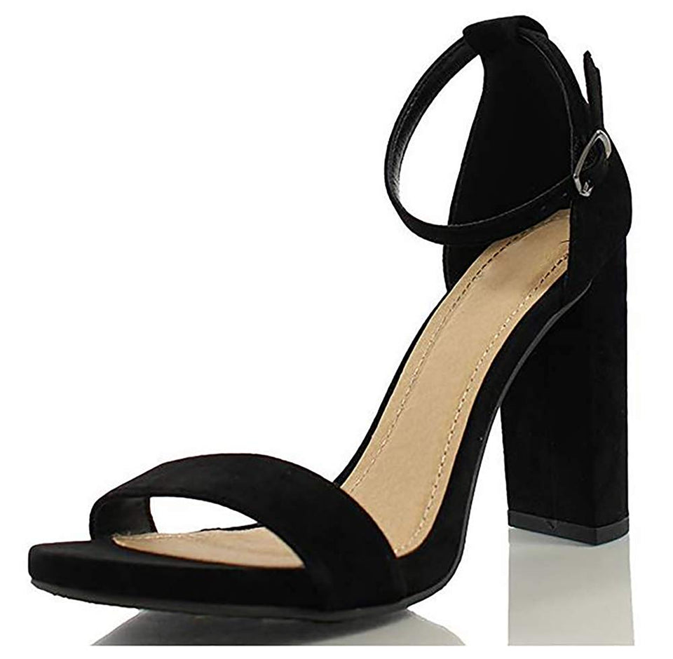 MVE Shoes Women's Open Toe Chunky Heel Strappy Heeled Sandal