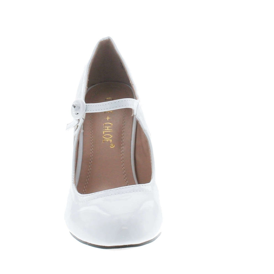 Chase & Chloe Kimmy-21 Women's Round Toe Pierced Mid Heel Mary Jane Style Dress Pumps