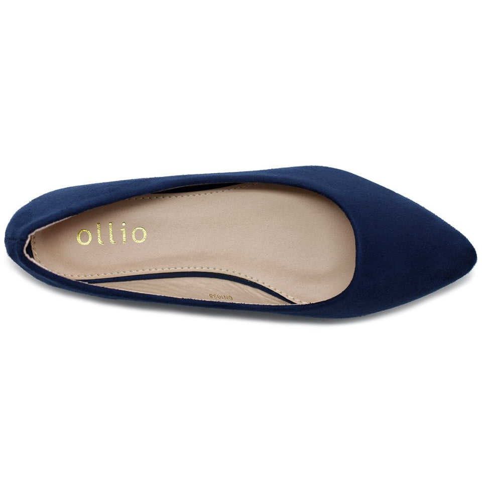 Ollio Women's Ballet Comfort Light Faux Suede Multi Color Shoe Flat