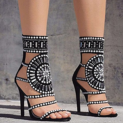 azmodo Strappy High Stiletto Heel Dress Gladiator Peep Toe Sandals Apricot Color