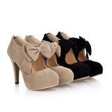 Milesline Fashion Vintage Womens Small Bowtie Platform Pumps Ladies Sexy High.