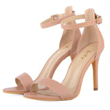 ZriEy Women's Heeled Sandals Ankle Strap High Heels 7CM Open Toe Mid Heel Sandals Bridal Party Shoes