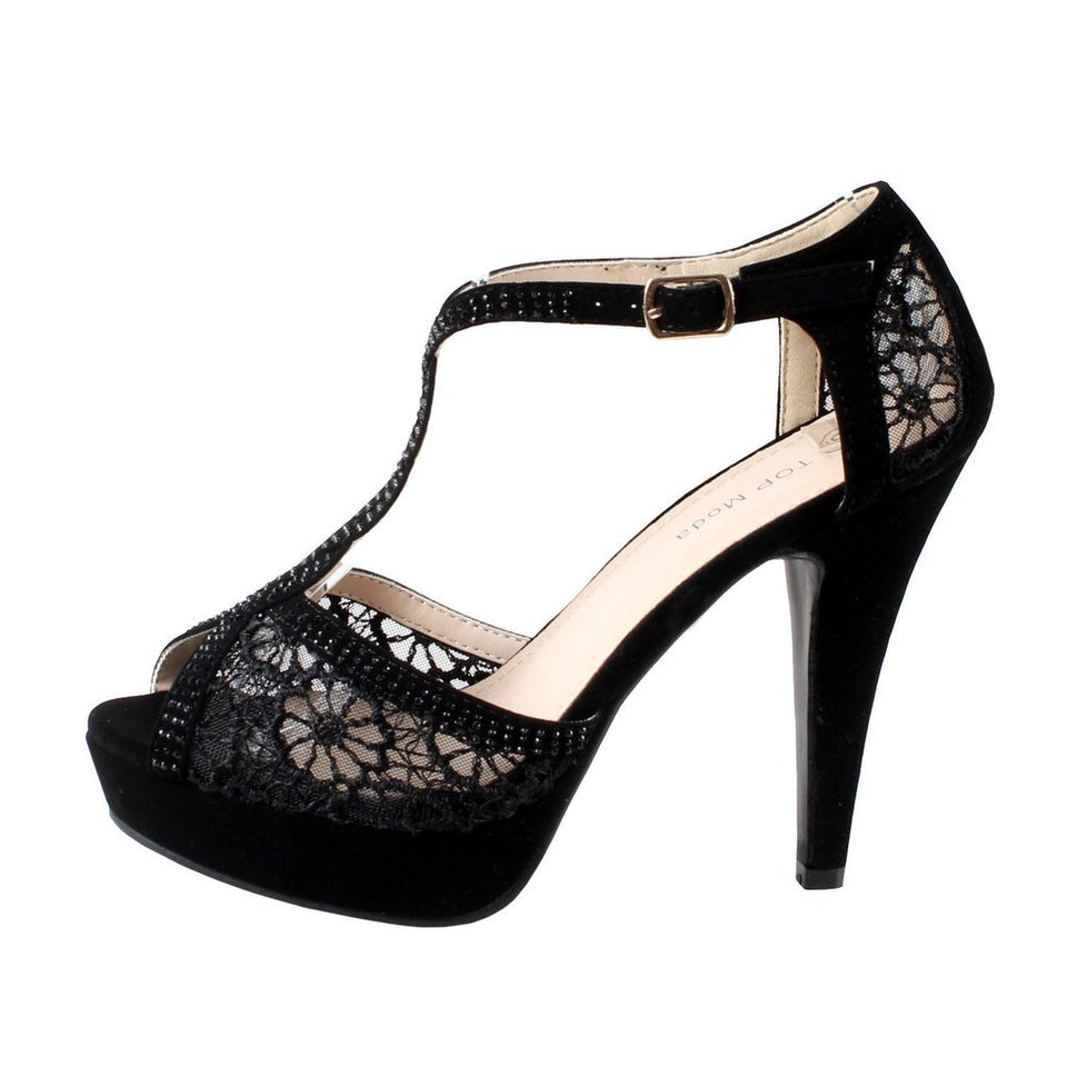 TOP Moda Hy-5 Open Toe Crochet High Heel Sandals