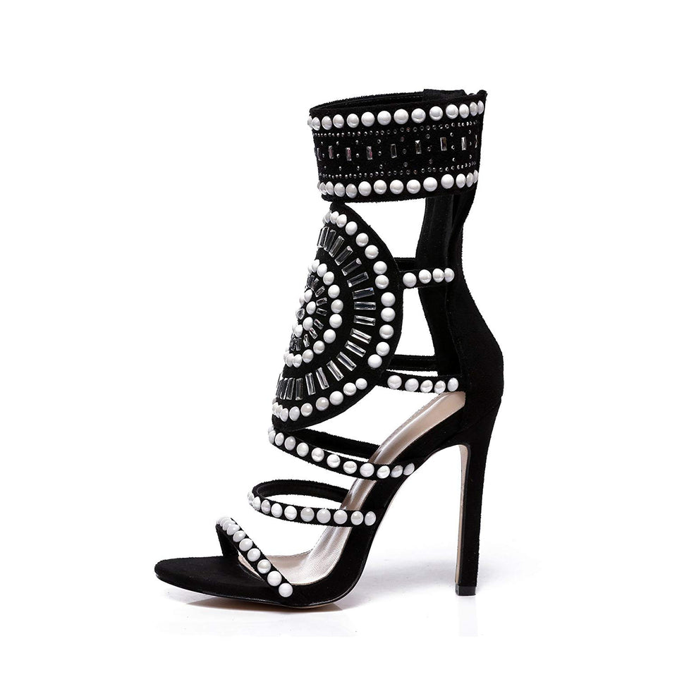 azmodo Strappy High Stiletto Heel Dress Gladiator Peep Toe Sandals Apricot Color