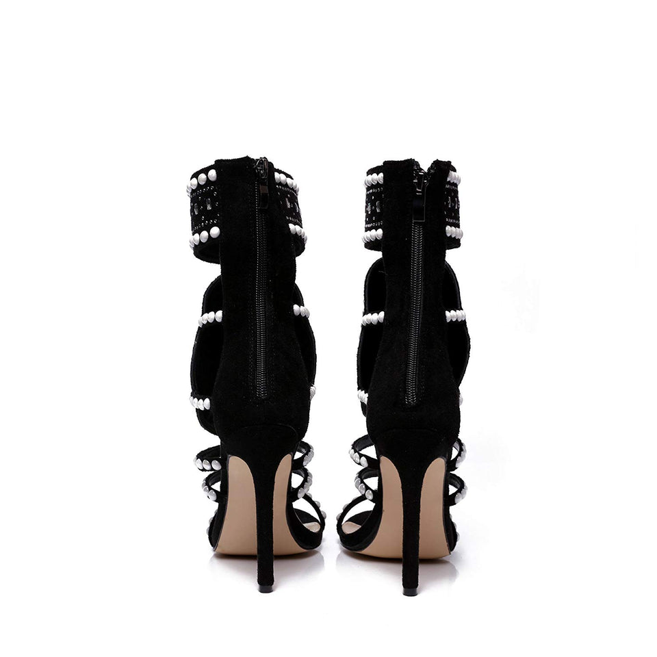 azmodo Strappy High Stiletto Heel Dress Gladiator Peep Toe Sandals Apricot Color