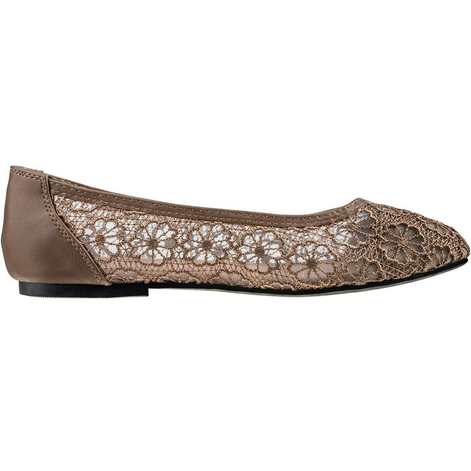 CLOVERLY Women's Ballet Shoe Floral Breathable Crochet Lace Ballet Flats