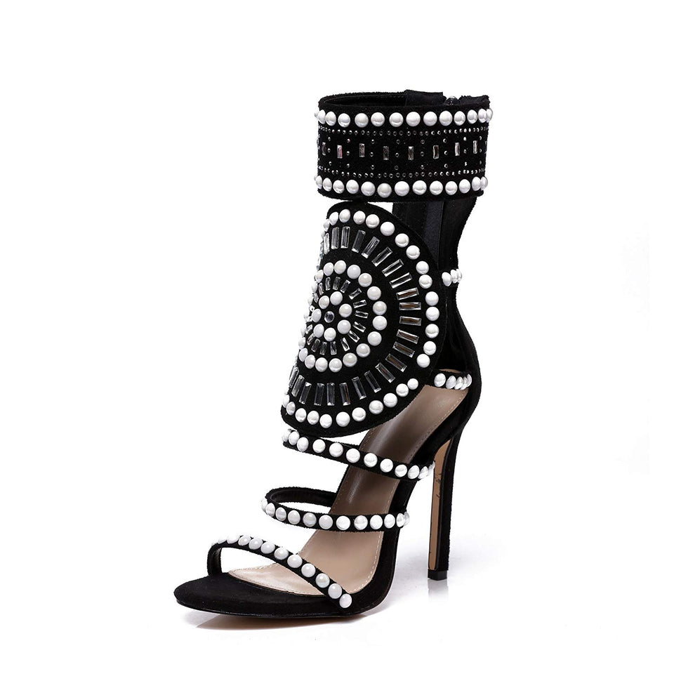 azmodo Strappy High Stiletto Heel Dress Gladiator Peep Toe Sandals Apricot Color