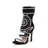 azmodo Strappy High Stiletto Heel Dress Gladiator Peep Toe Sandals Apricot Color