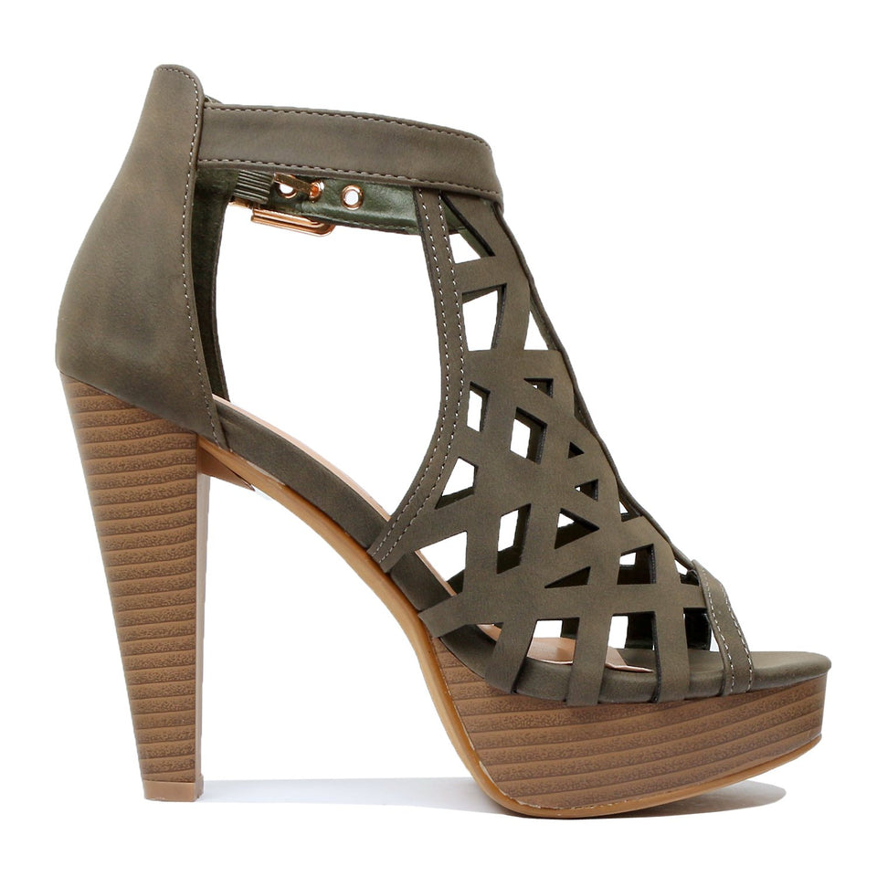 Guilty Shoes Womens Cutout Gladiator Ankle Strap Platform Block Heel Stiletto Sandals