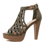 Guilty Shoes Womens Cutout Gladiator Ankle Strap Platform Block Heel Stiletto Sandals