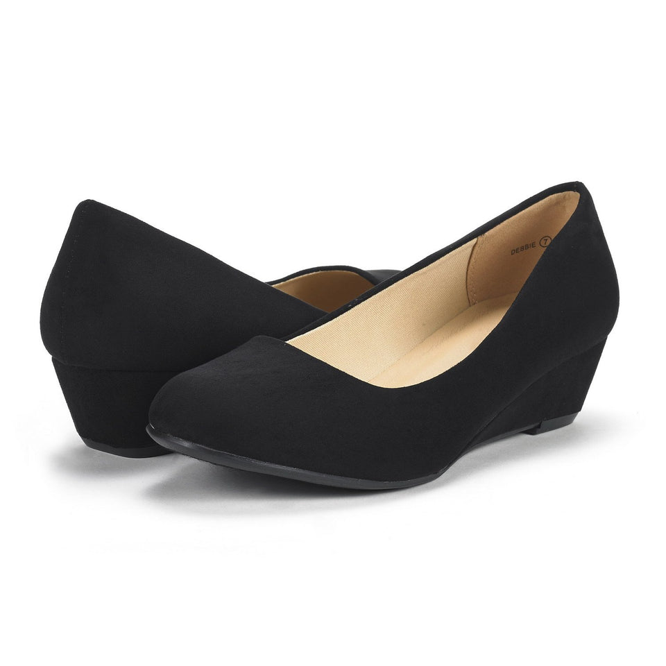 DREAM PAIRS Women's Debbie Mid Wedge Heel Pump Shoes