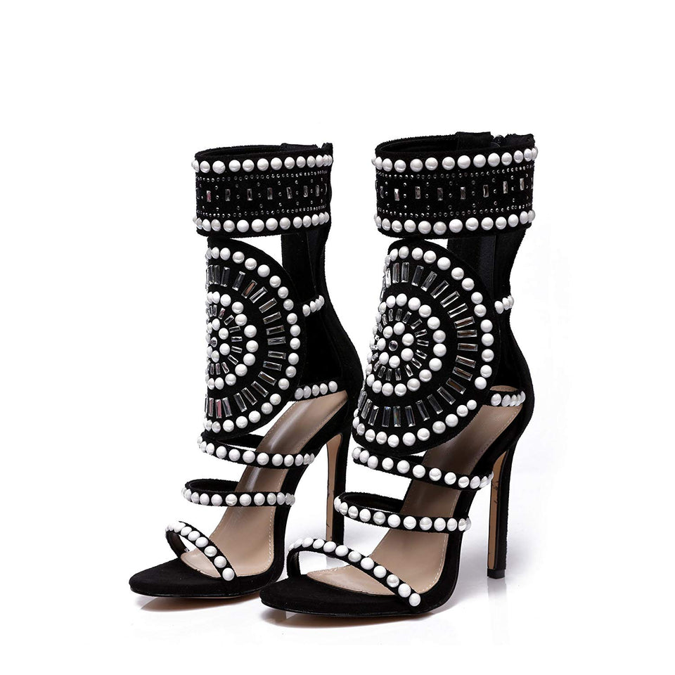 azmodo Strappy High Stiletto Heel Dress Gladiator Peep Toe Sandals Apricot Color