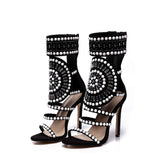 azmodo Strappy High Stiletto Heel Dress Gladiator Peep Toe Sandals Apricot Color