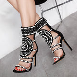 azmodo Strappy High Stiletto Heel Dress Gladiator Peep Toe Sandals Apricot Color